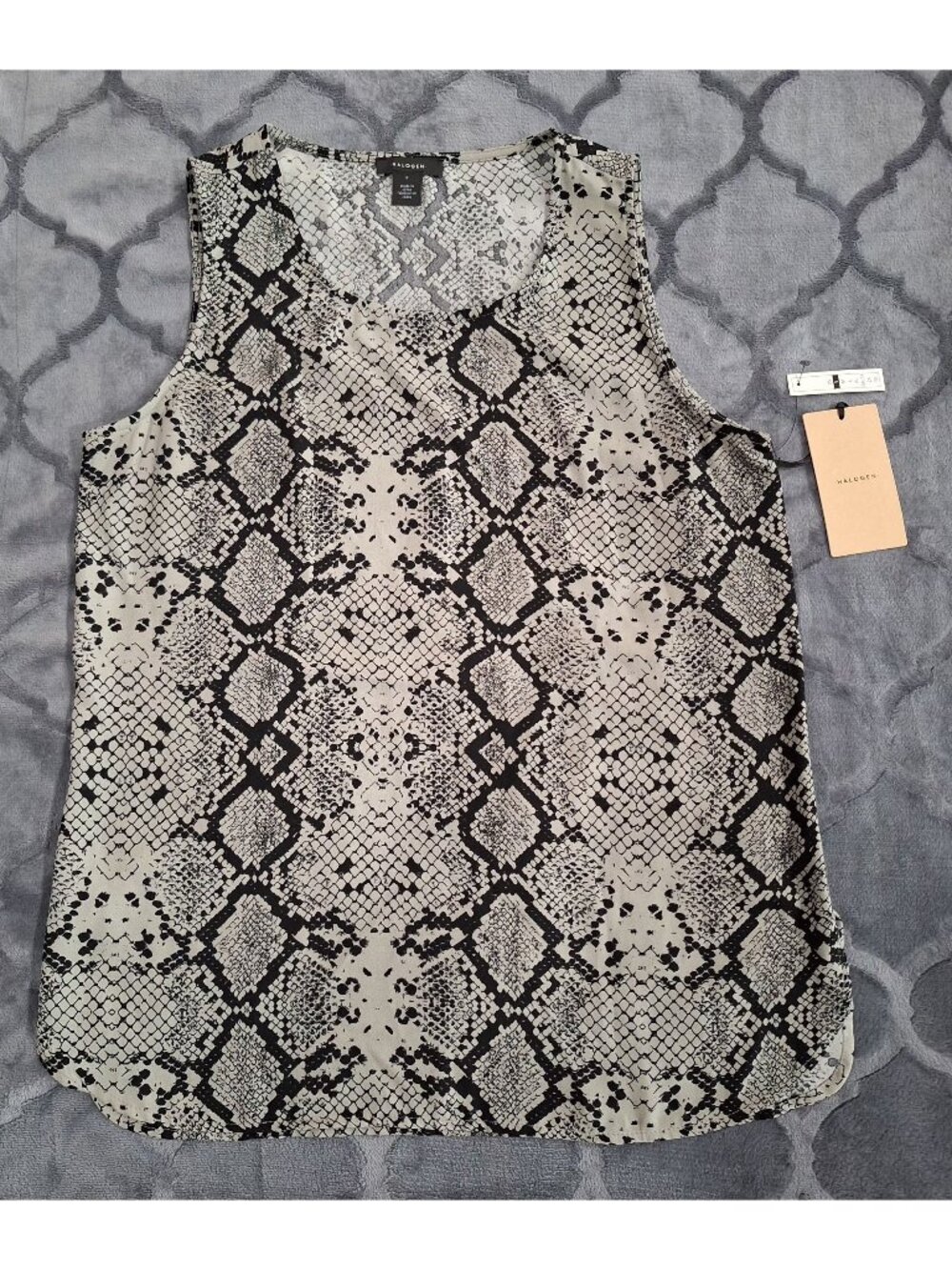 Halogen Gray & Black Snakeprint Sleeveless Blouse/Sz. S NEW